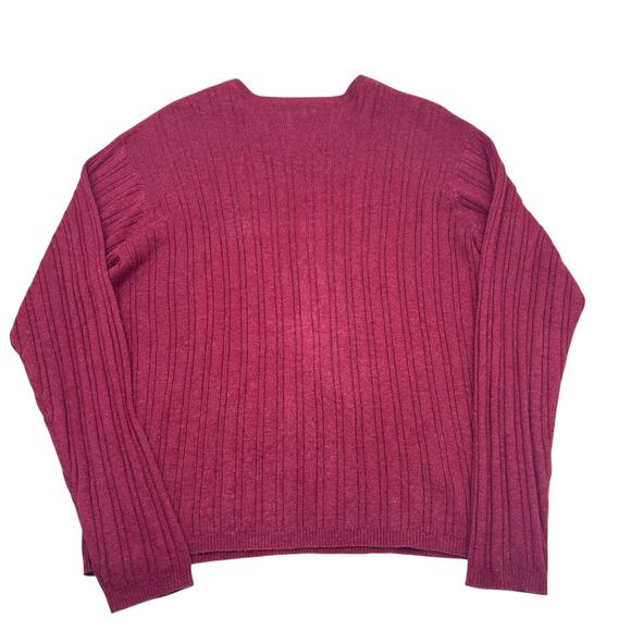 Poeta Moda Mens Vintage 90s Burgundy Cashmere Silk V-Neck Sweater Sz S - Picture 6 of 11